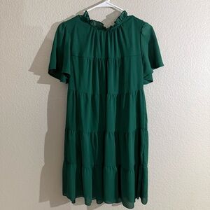 SHEIN Green Tiered Midi Dress